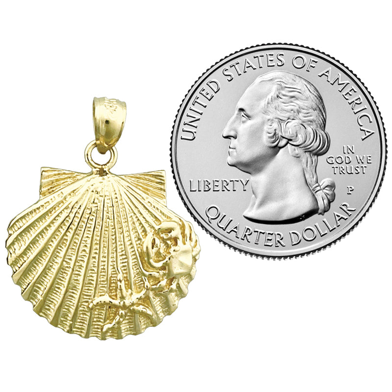 14K Gold Anhänger mit Muschel, Krabbe und Seestern