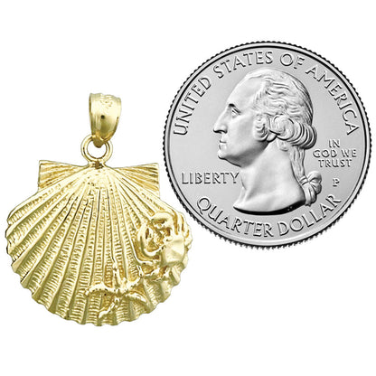 14K Gold Anhänger mit Muschel, Krabbe und Seestern