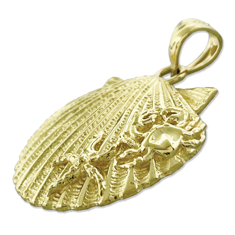 14K Gold Anhänger mit Muschel, Krabbe und Seestern