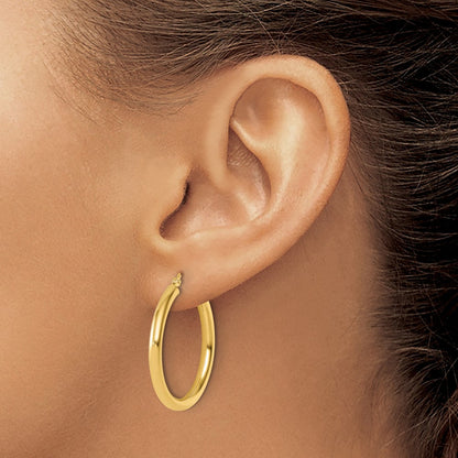 14K Gelbgold Poliert 3mm Creolen
