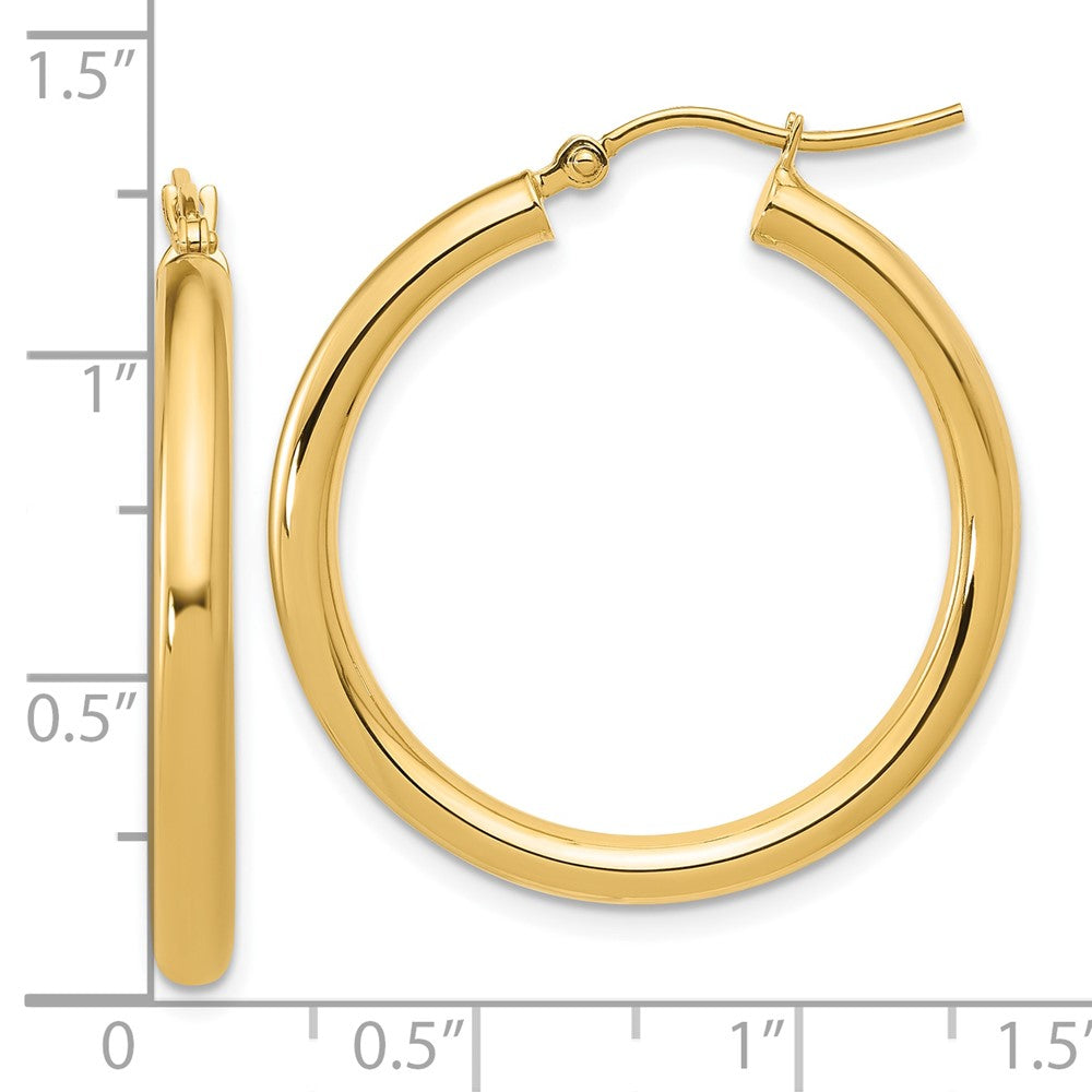 14K Gelbgold Poliert 3mm Creolen