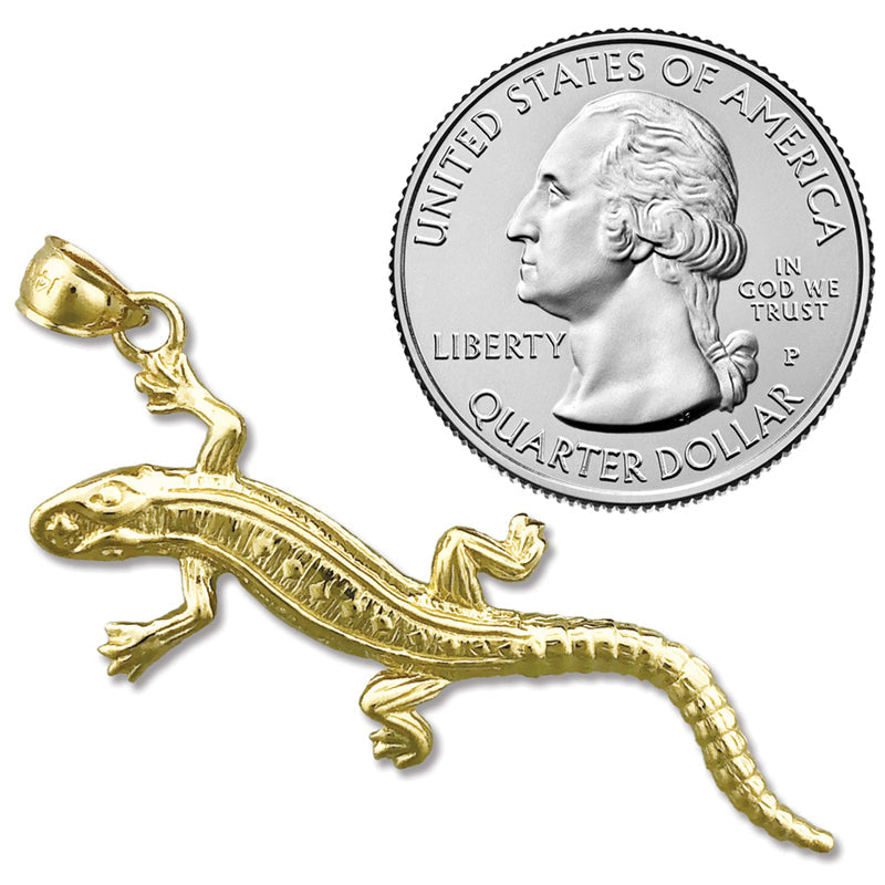 14K Gold Langer Eidechsen-Anhänger