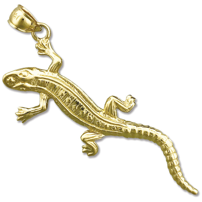 14K Gold Langer Eidechsen-Anhänger