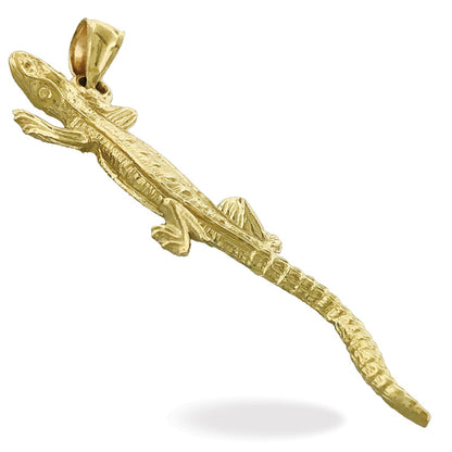 14K Gold Langer Eidechsen-Anhänger
