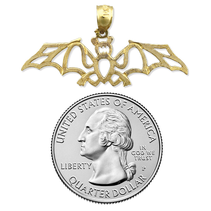 585 Gold Fledermaus-Anhänger mit Ausschnitt