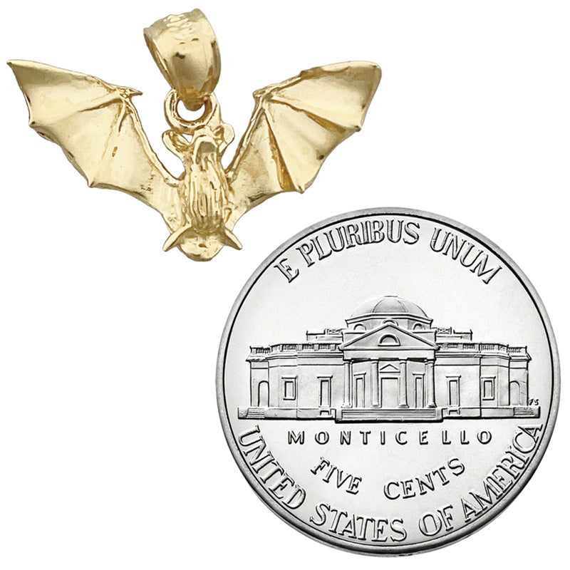 585 Gold 3D-Fledermaus-Charm