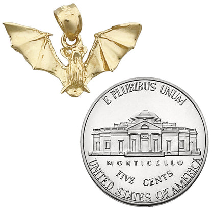 585 Gold 3D-Fledermaus-Charm
