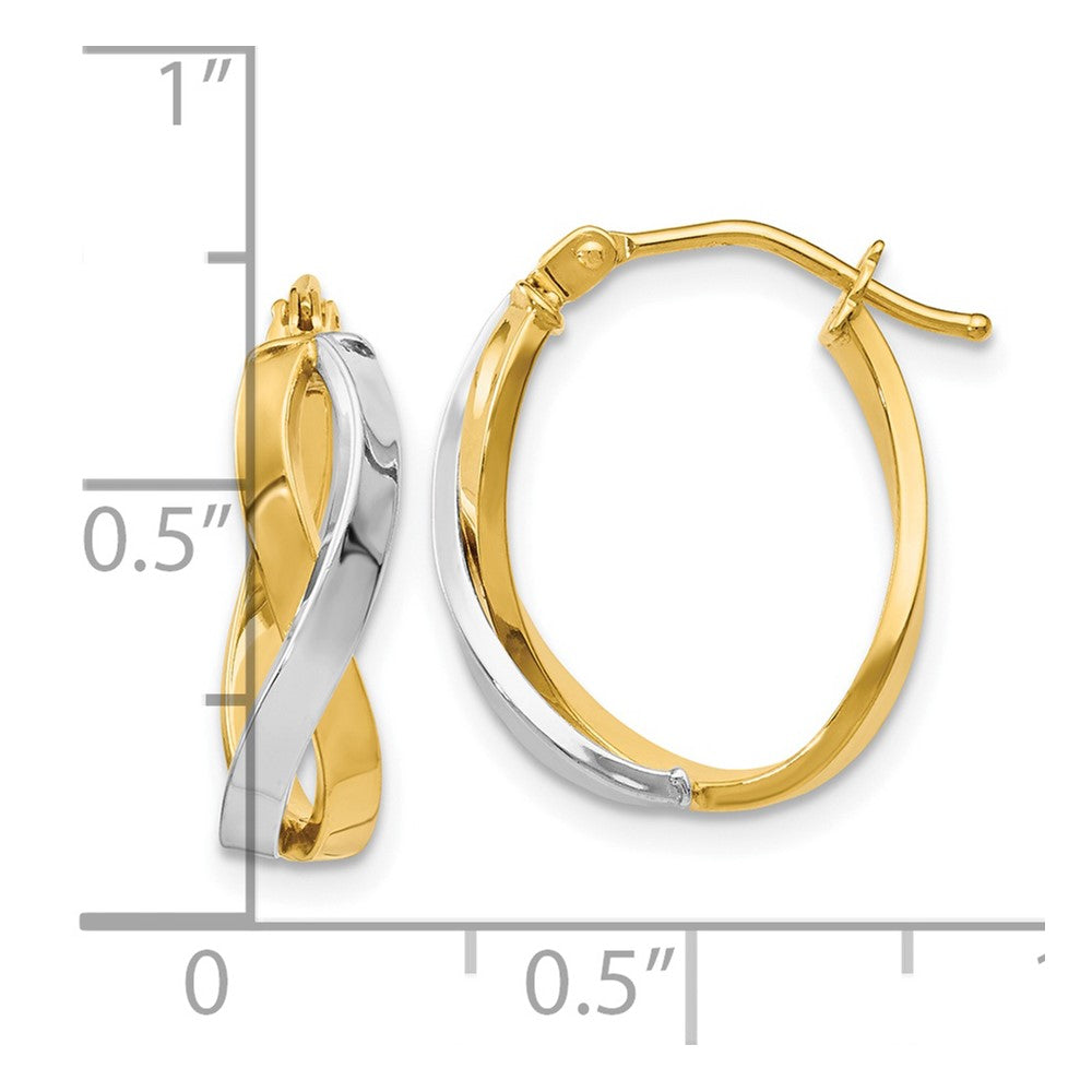 14K Gelb & Rhodium mit Poliert Klappbar Creolen