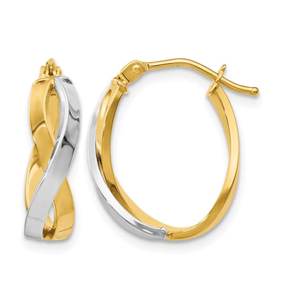 14K Gelb & Rhodium mit Poliert Klappbar Creolen