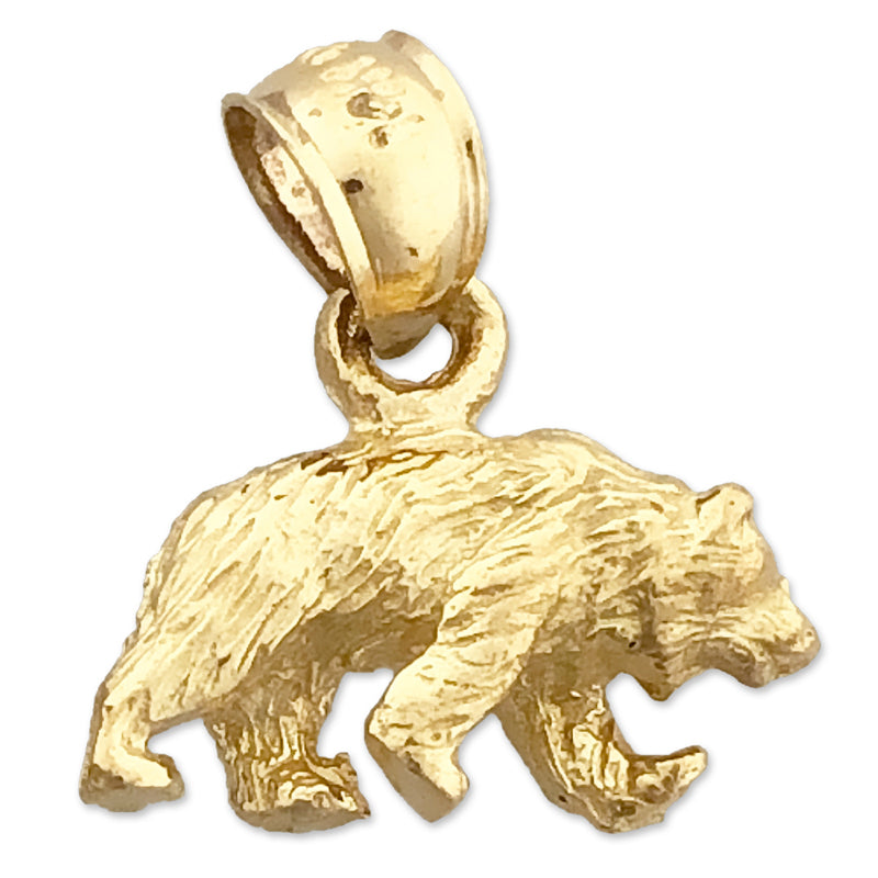 14K Gold 3D Grizzlybär-Charm