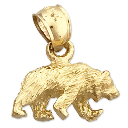 14K Gold 3D Grizzlybär-Charm