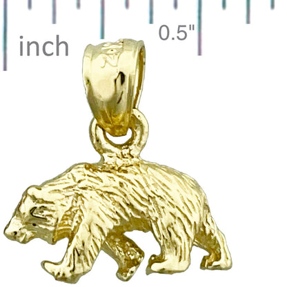 14K Gold 3D Grizzlybär-Charm