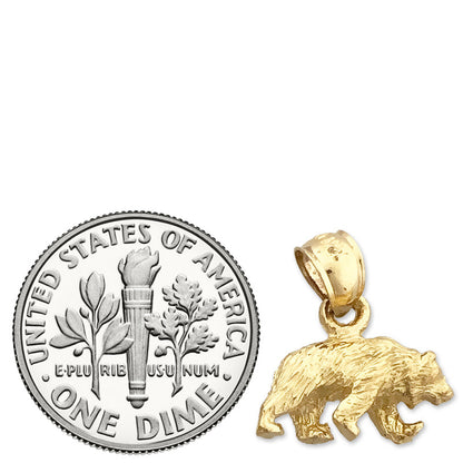14K Gold 3D Grizzlybär-Charm