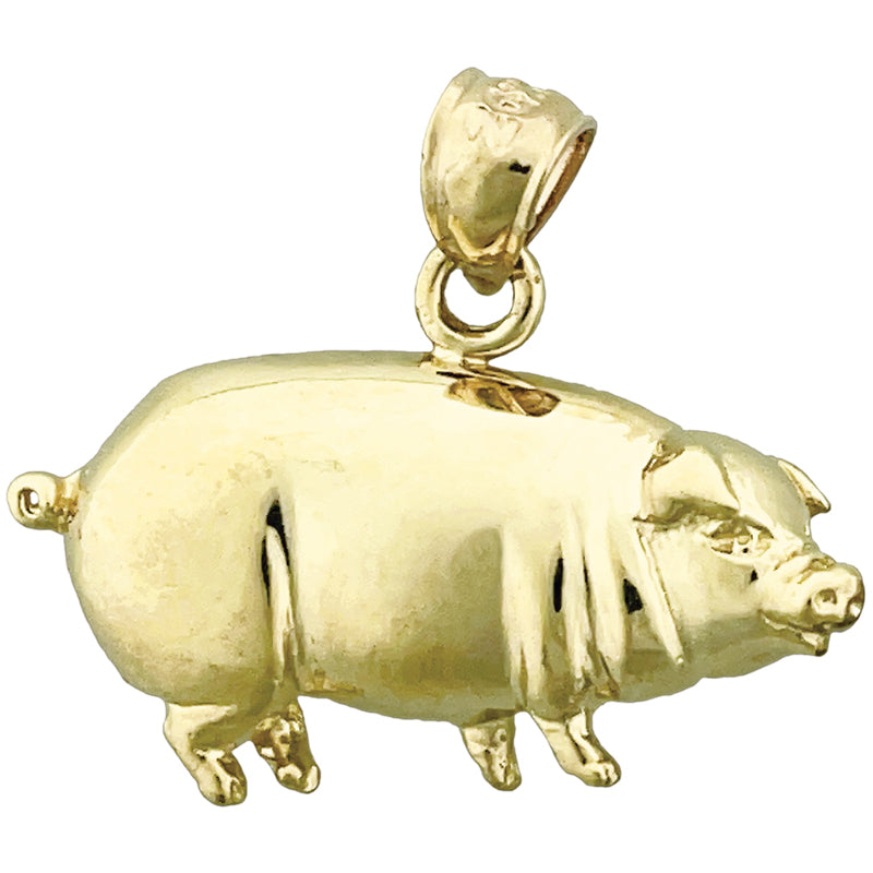 14K Gold Schweinchen-Charm (Pummelschwein)