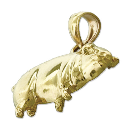 14K Gold Schweinchen-Charm (Pummelschwein)