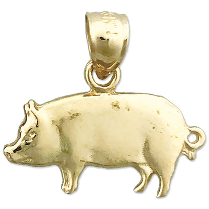 14K Gelbgold Schwein-Charm