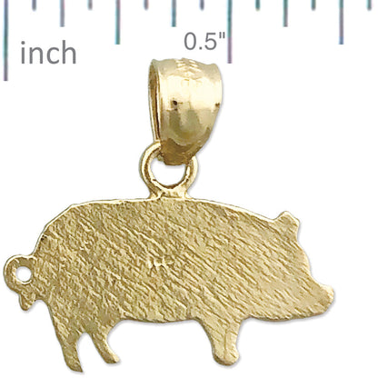 14K Gelbgold Schwein-Charm