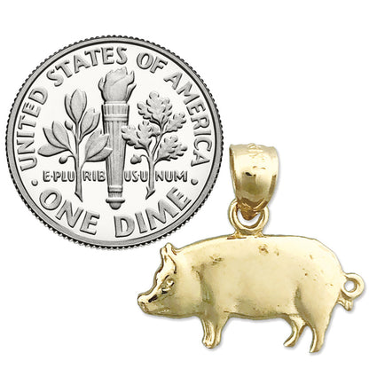 14K Gelbgold Schwein-Charm