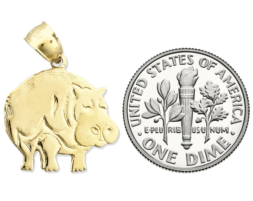 14K Gold Silhouette-Nilpferd-Charm