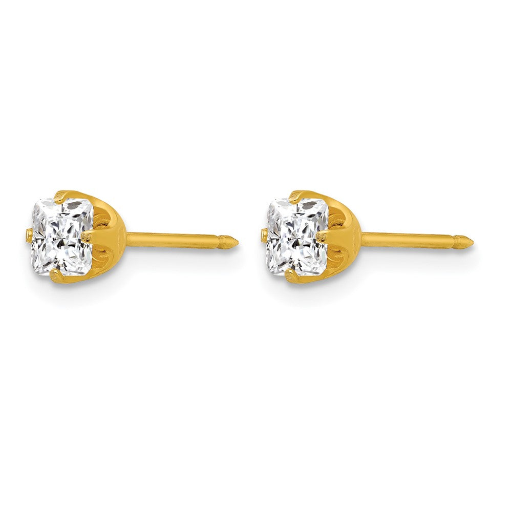 14K Gelbgold 5mm Sq. Princess Zirkonia Ohrstecker