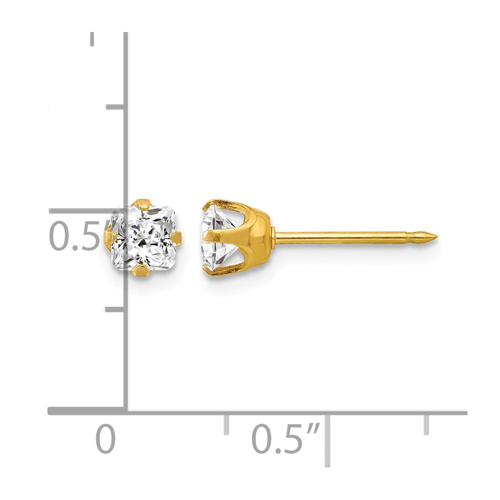 14K Gelbgold 5mm Sq. Princess Zirkonia Ohrstecker