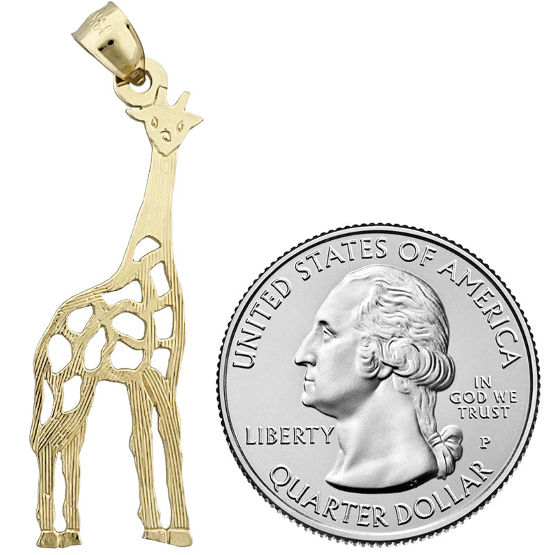 585 Gold 35-mm-Ausschnitt-Giraffen-Anhänger