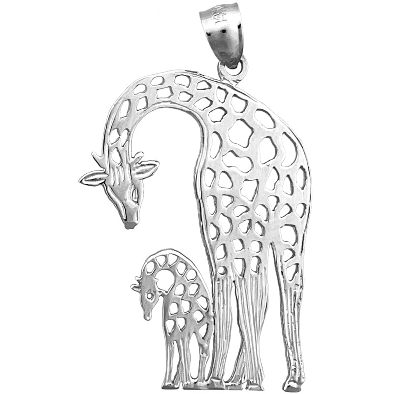 14K Gold Anhänger "Giraffe mit Kalb" mit Ausschnitten
