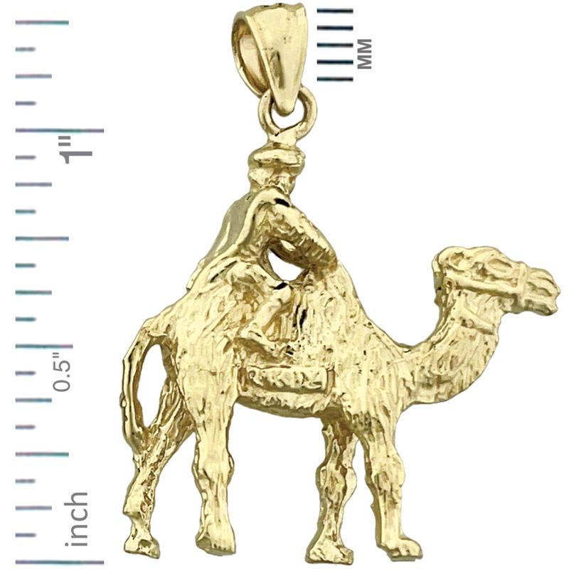 14K Gold 3D-Kamel mit Reiter-Anhänger
