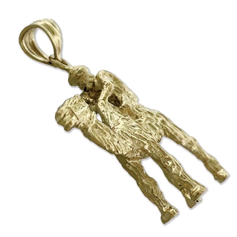 14K Gold 3D-Kamel mit Reiter-Anhänger