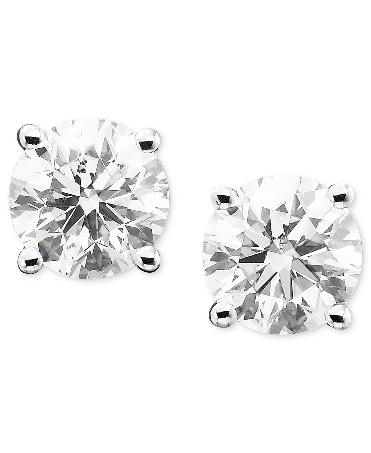 1.0 Karat Gesamtgewicht Ags Zertifiziert Rund Diamant Solitär Ohrstecker in 14K Weißgold