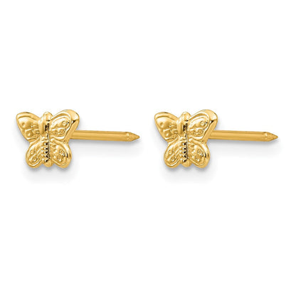 14K Gelbgold 7mm Schmetterling Ohrringe