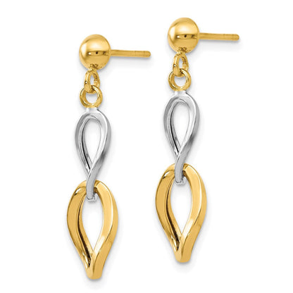 14K Bicolor Poliert Stecker Ohrhänger