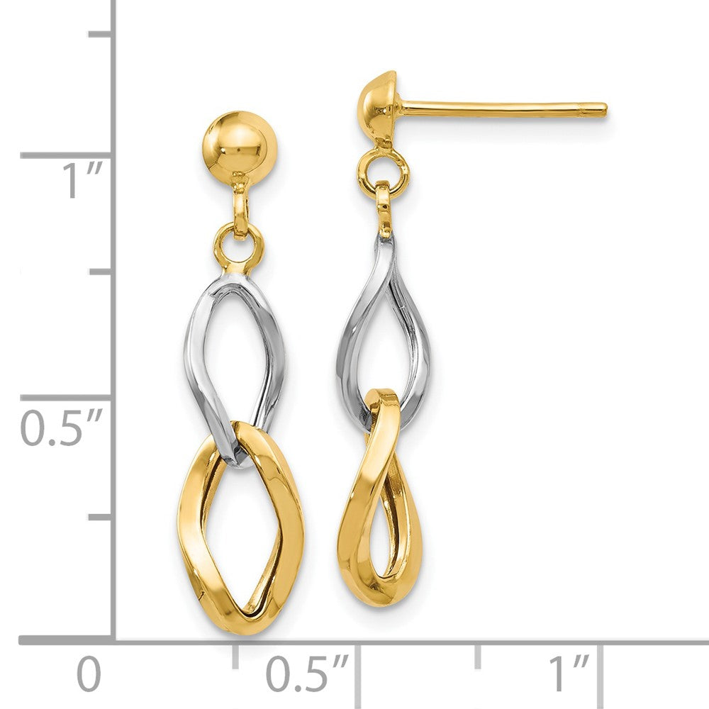 14K Bicolor Poliert Stecker Ohrhänger