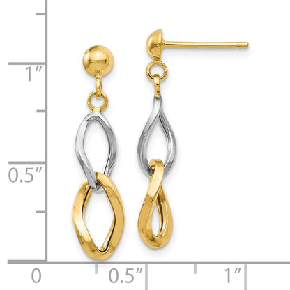 14K Bicolor Poliert Stecker Ohrhänger