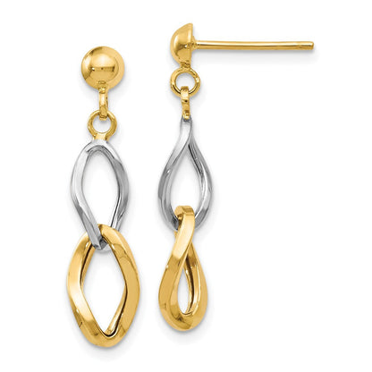 14K Bicolor Poliert Stecker Ohrhänger