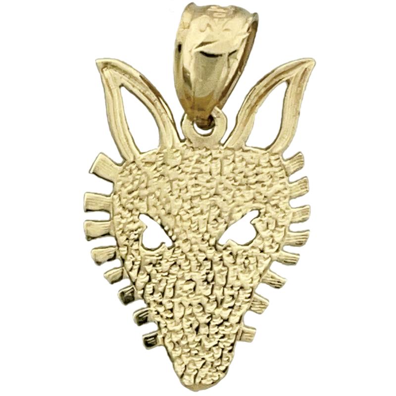 14K Gold Silhouette Kojote-Gesicht Charm