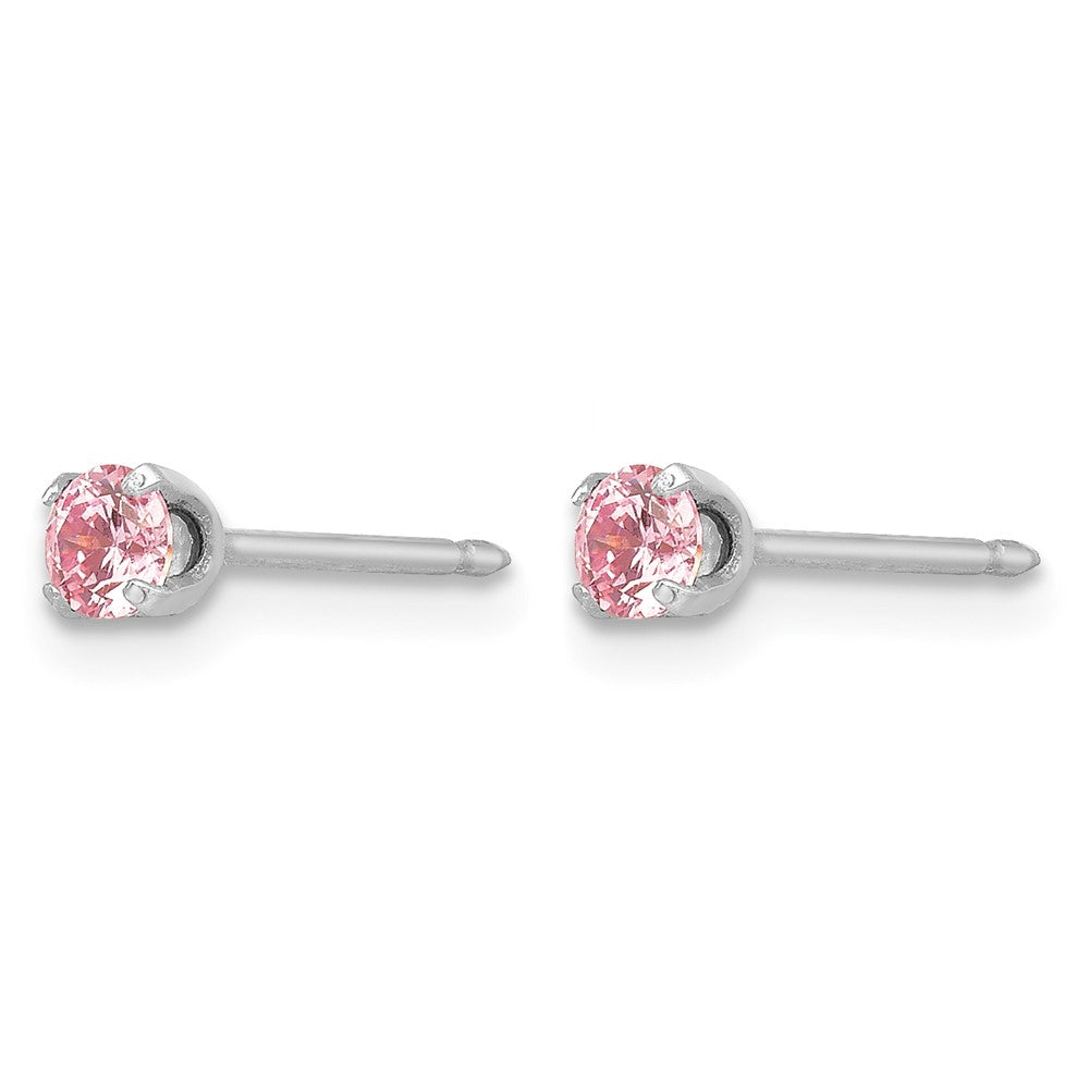 14K Weißgold Weiß 3mm Rosa Zirkonia Ohrringe