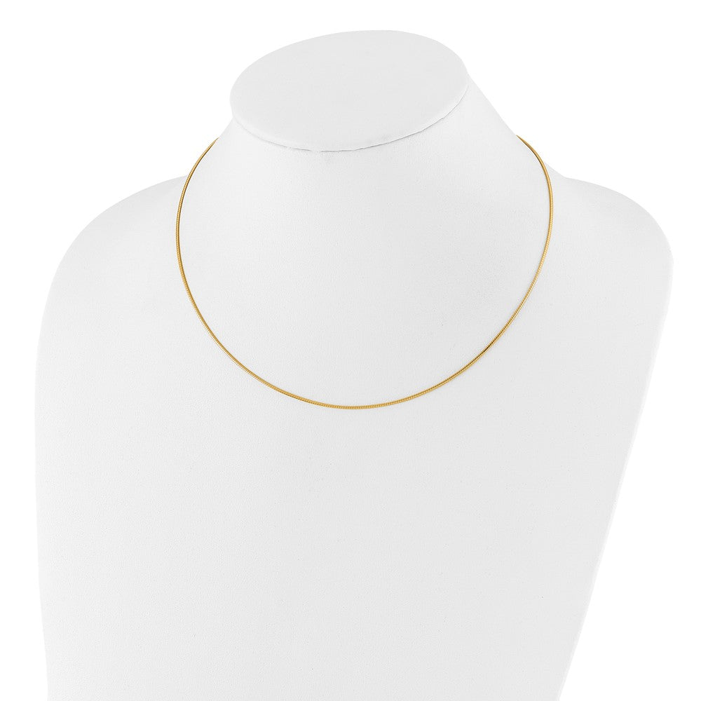14K Gelbgold 1mm Rund Detachable Verschluss Omega Halskette