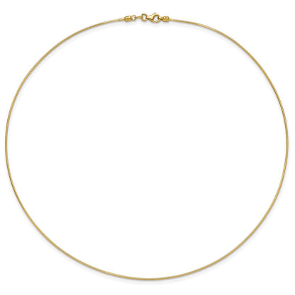 14K Gelbgold 1mm Rund Detachable Verschluss Omega Halskette