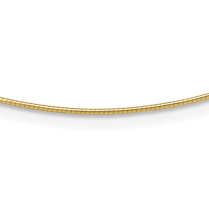 14K Gelbgold 1mm Rund Detachable Verschluss Omega Halskette