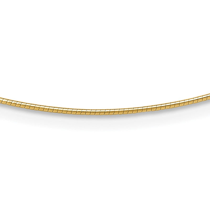 14K Gelbgold 1mm Rund Detachable Verschluss Omega Halskette