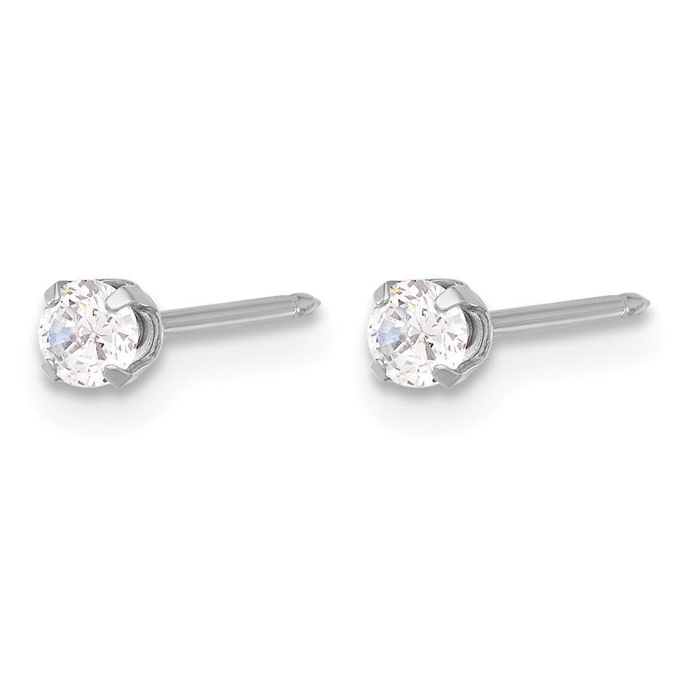 14K Weißgold 3mm Zirkonia Lang Ohrstecker