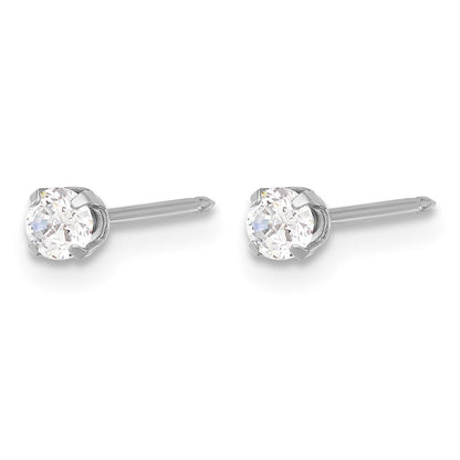 14K Weißgold 3mm Zirkonia Lang Ohrstecker