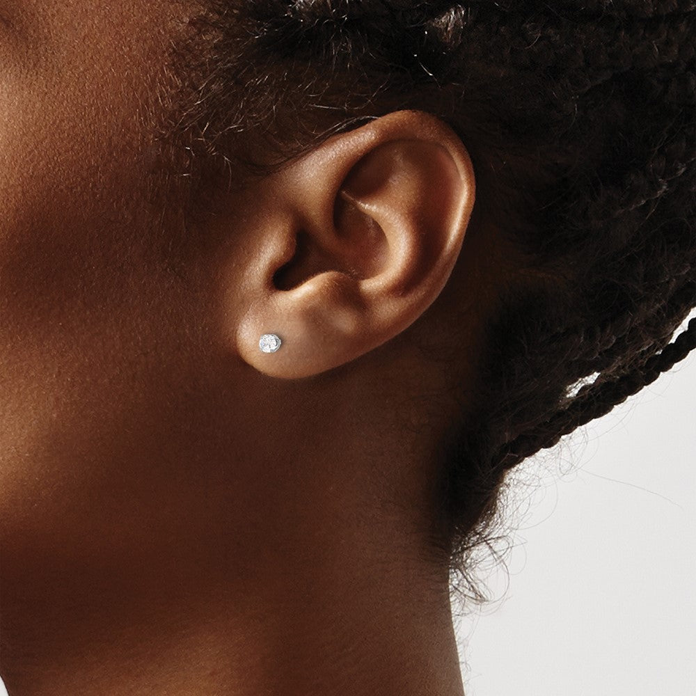 14K Weißgold 3mm Zirkonia Lang Ohrstecker