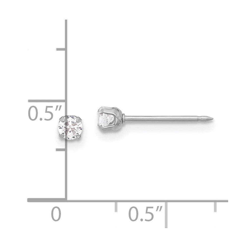 14K Weißgold 3mm Zirkonia Lang Ohrstecker