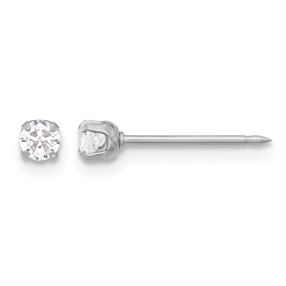 14K Weißgold 3mm Zirkonia Lang Ohrstecker