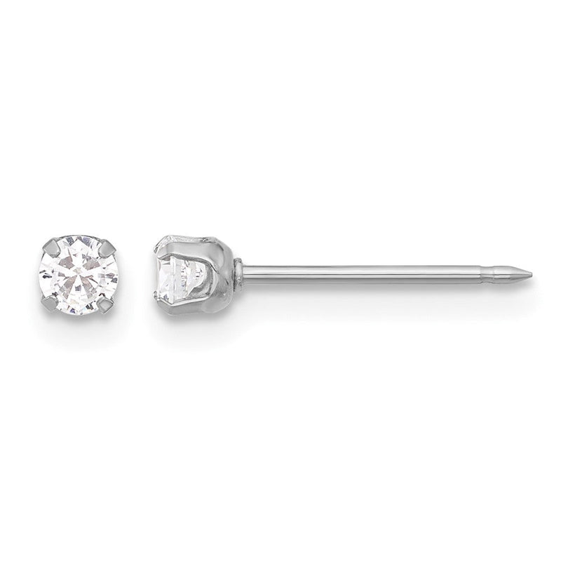 14K Weißgold 3mm Zirkonia Lang Ohrstecker