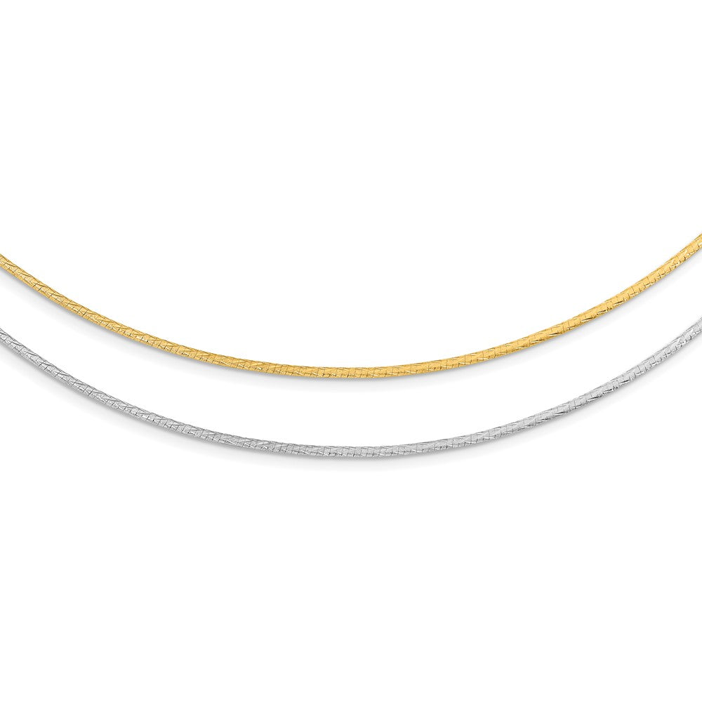 14K Gelb & Rhodium Weißgold Wendbar Adj. Omega Halskette