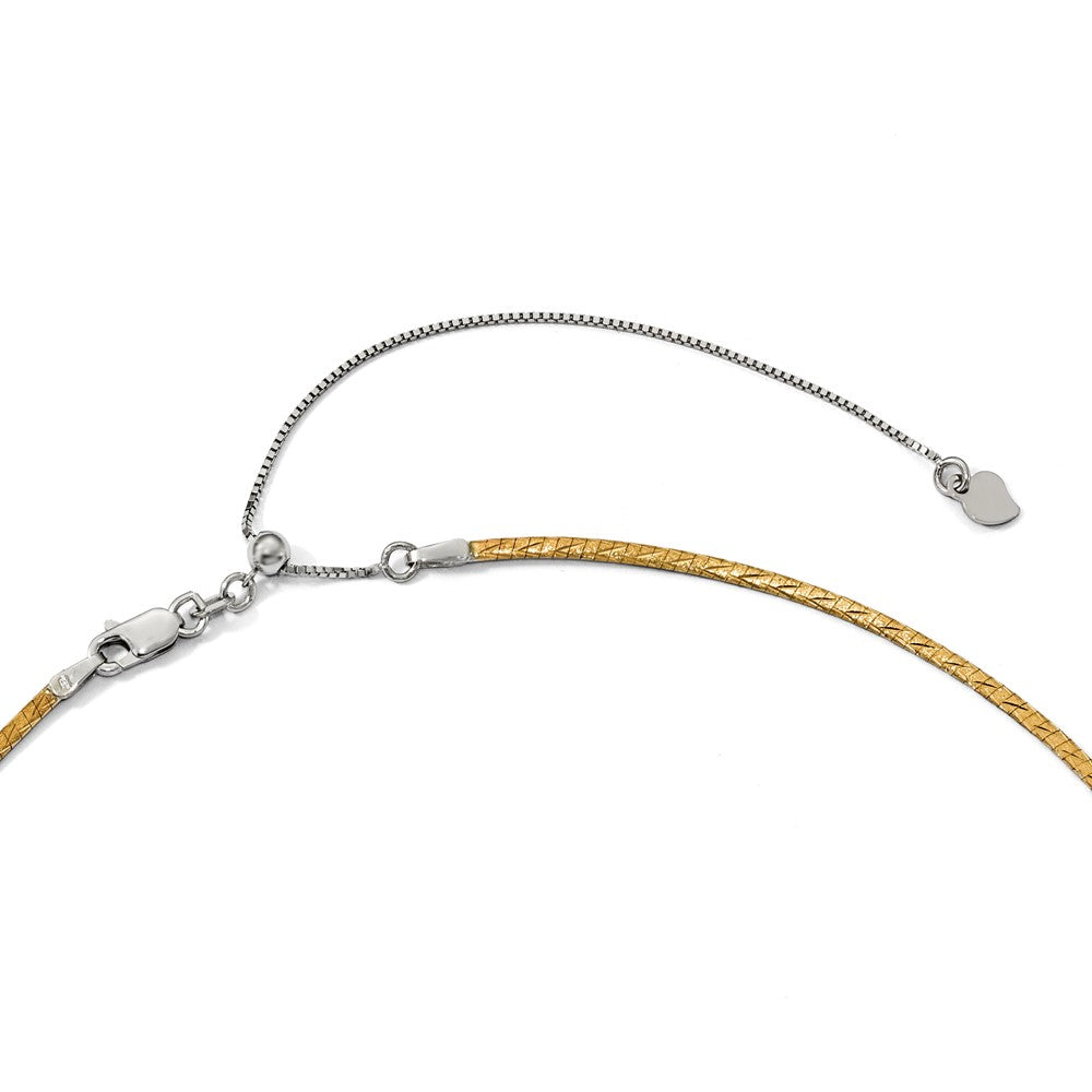 14K Gelb & Rhodium Weißgold Wendbar Adj. Omega Halskette