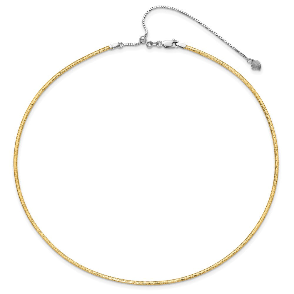 14K Gelb & Rhodium Weißgold Wendbar Adj. Omega Halskette
